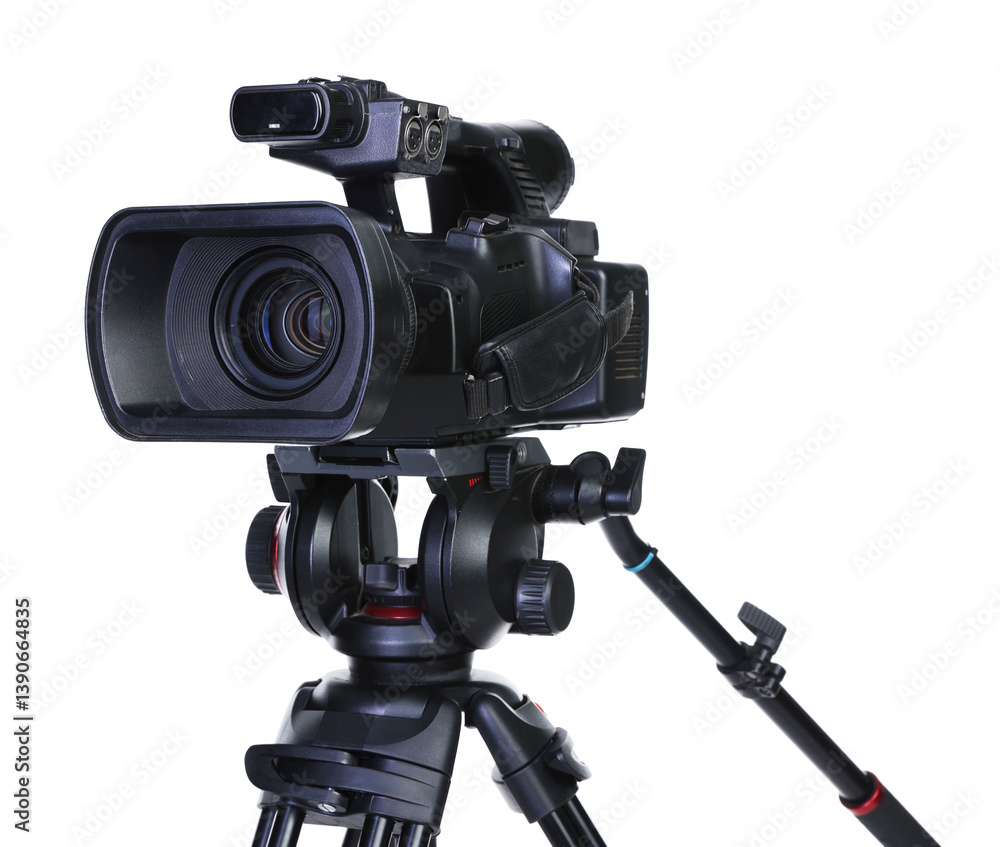 Modern professional video camera isolated on white Modern professional video camera isolated on white