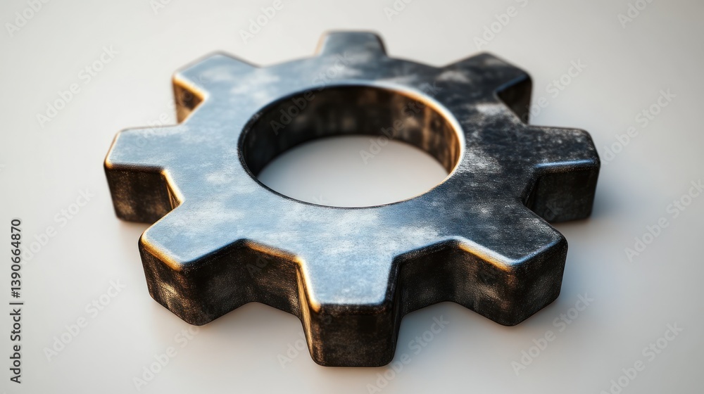 Single metallic gear industrial design element 3D rendering cogwheel texture Single metallic gear industrial design element 3D rendering cogwheel texture
