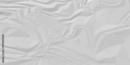 White crumpled paper Blank white crumpled and creased paper poster.
