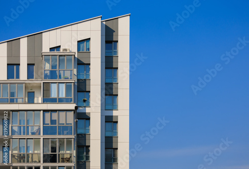 Photography Cityscape on a sunny day, modern buildings and houses