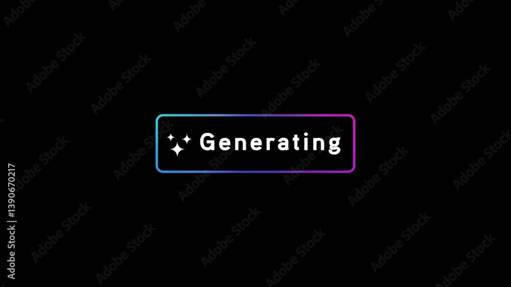 Generate AI button animation. AI generating motion on alpha channel. Artificial intelligence progress. Button for AI image generator, video generator, text generator. Generate AI button animation. AI generating motion on alpha channel. Artificial intelligence progress. Button for AI image generator, video generator, text generator.