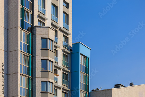 Photography Cityscape on a sunny day, modern buildings and houses