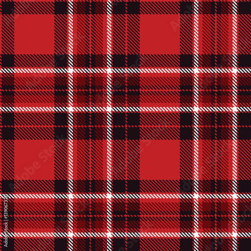 Dusky scarlet Seamless Tartan with Deep very dark brown accents Fabric Design