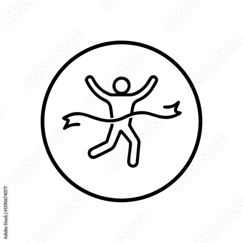Marathon icon of a runner crossing the finish line  
