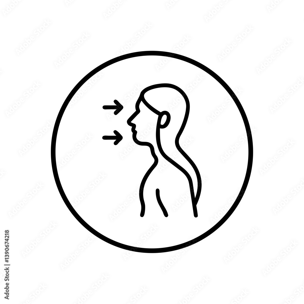 Breathing Exercises Icon in Minimalist Style on Transparent Background  
