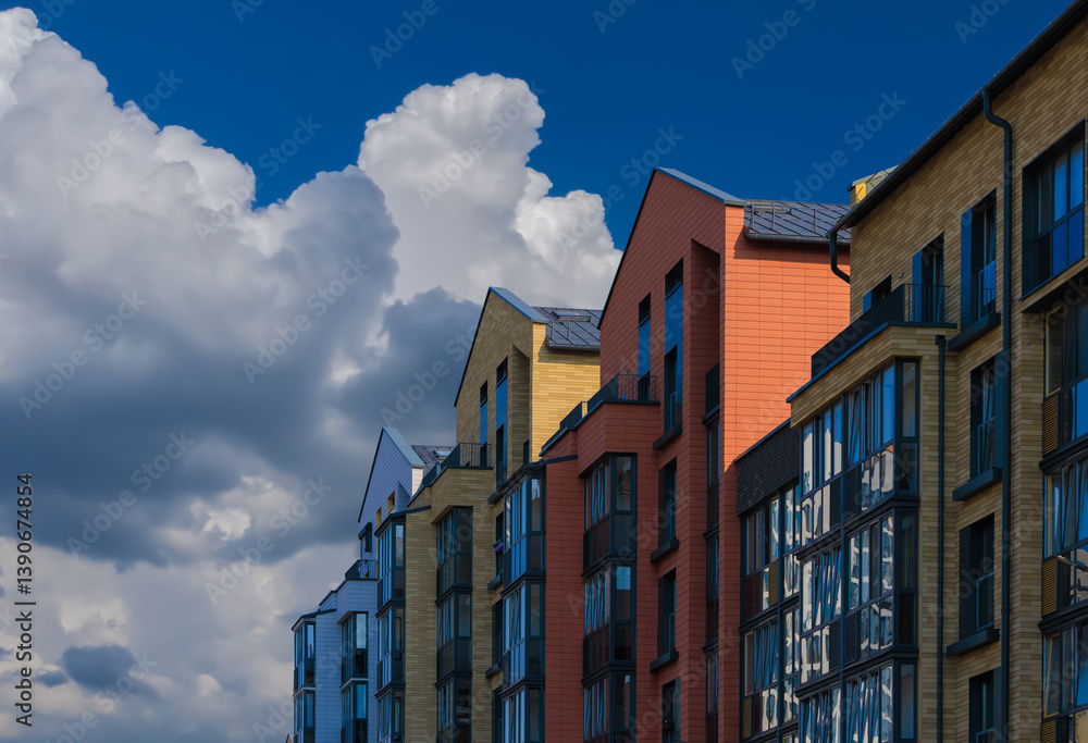 Fototapeta premium Cityscape, modern buildings on a summer day