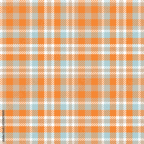 Contemporary Seamless Tartan featuring Vibrant white and Deep putty Fabric Design