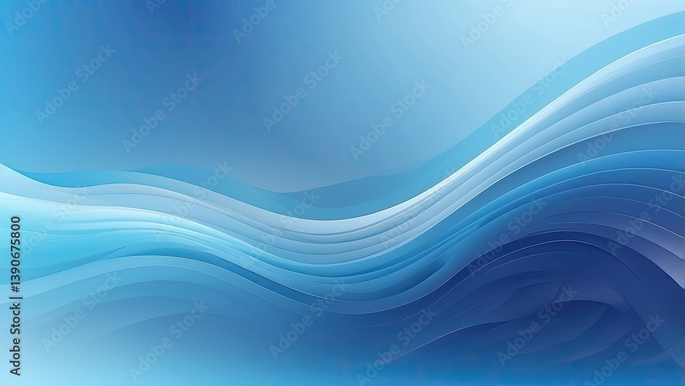 Fototapeta premium Abstract blue background with dynamic white wave lines and smooth gradients