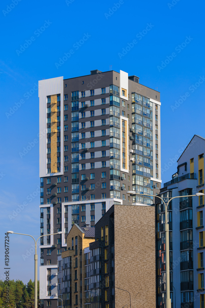 Fototapeta premium Cityscape, modern buildings on a summer day