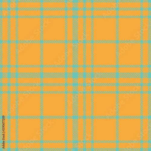 Contemporary Rich pale teal & Pastel butterscotch Seamless Tartan Fabric Design