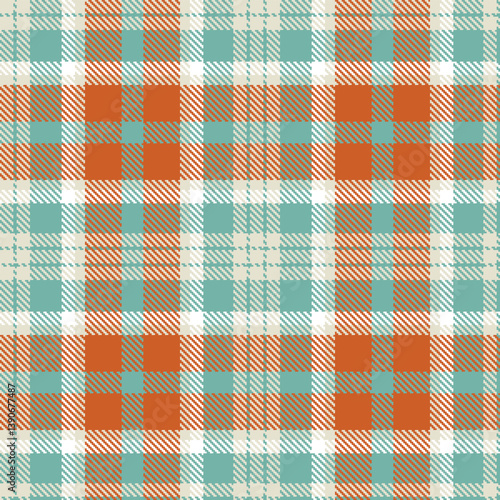 Contemporary Rich light grey & Vintage dull teal Seamless Tartan Fabric Design
