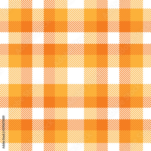 Mellow white Seamless Tartan with Deep butterscotch accents Fabric Design