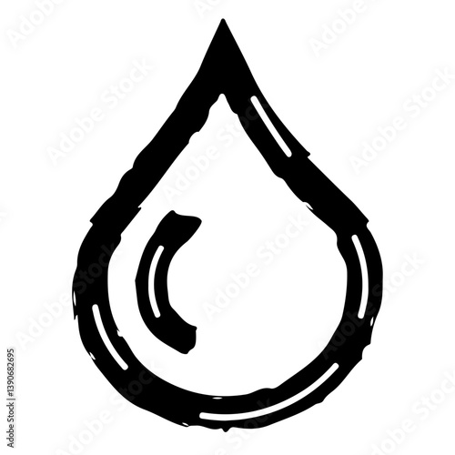 Drop icon in hand-drawn style symbolizing liquid, water or UI drag element