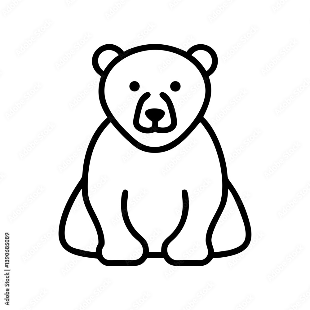 Polar bear outline icon in black on white background Polar bear outline icon in black on white background