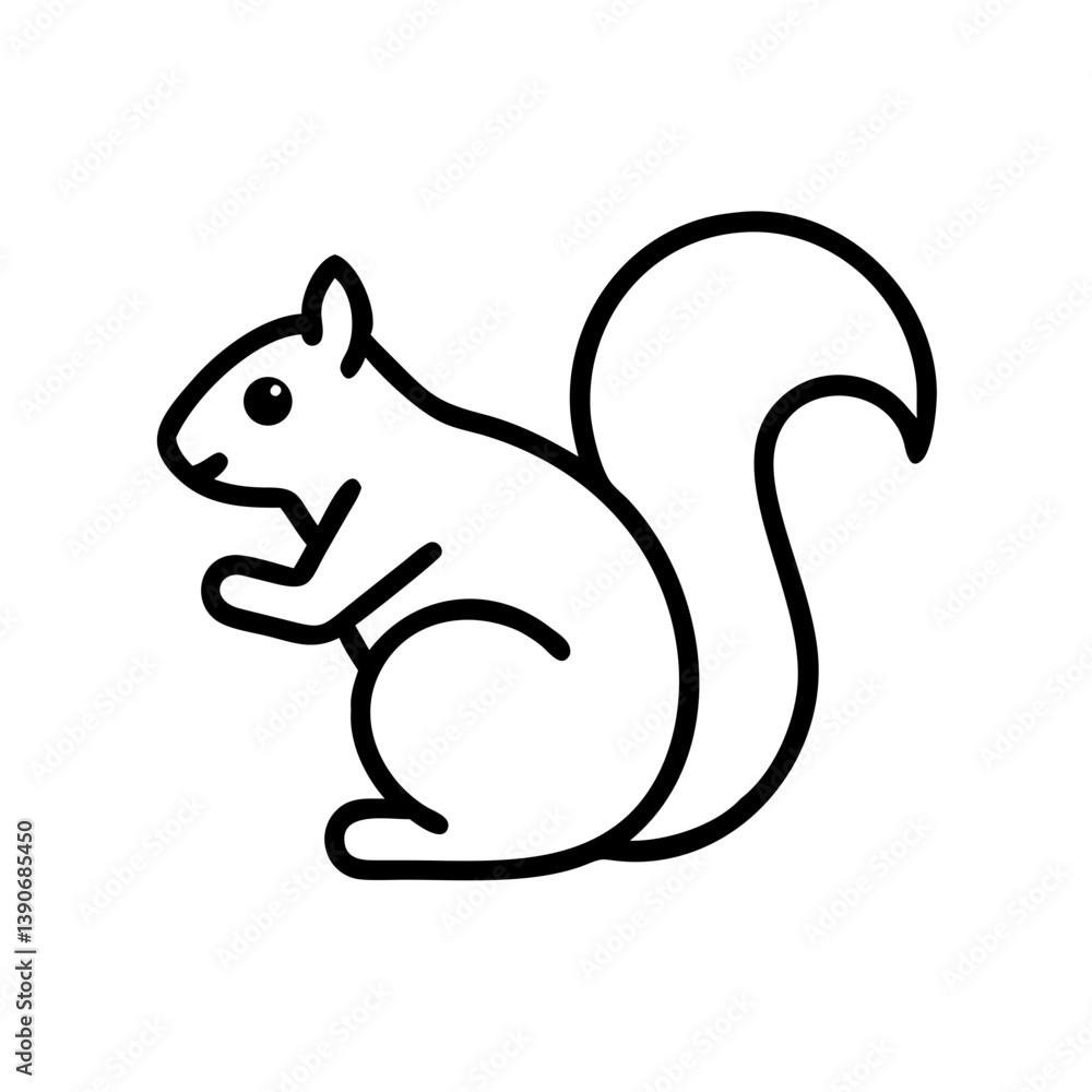 Squirrel outline icon in black on white background Squirrel outline icon in black on white background