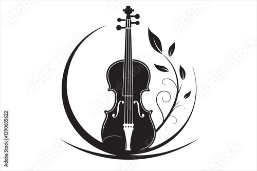 A vaioline silhouette black color logo style.