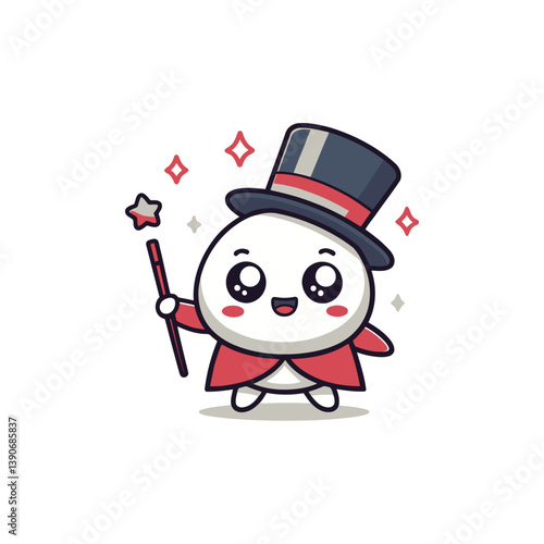 Adorable Cartoon Magician Character Magic Wand Illustration