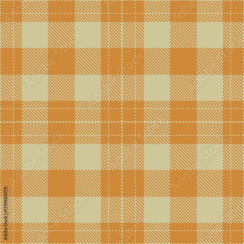 Contemporary Pale beige & Soft dull orange Seamless Tartan Fabric Design