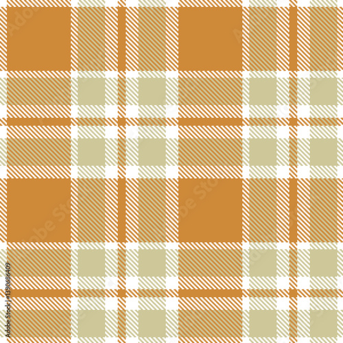 Plaid pattern seamless. Cool white & Traditional dull orange Tartan Fabric Design. 