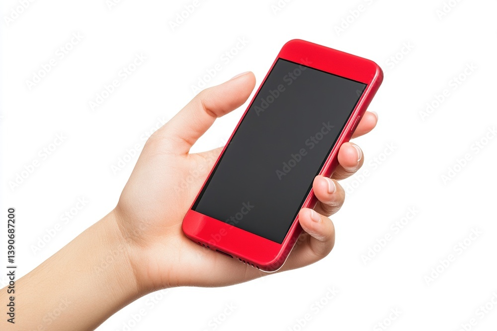 Mobile phone screen mockup in hand on white background Mobile phone screen mockup in hand on white background