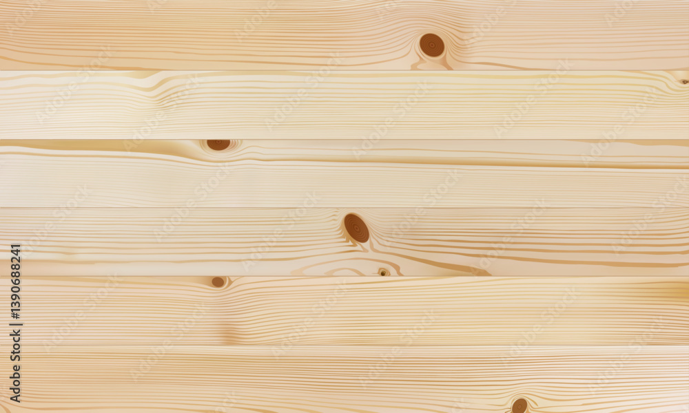 Obraz premium Pine wood background texture. Editable, realistic vector illustration, no traced elements.
