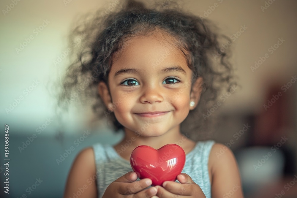 Beam face cute brazilian child girl with small diamond heart in hands. Valentine's day greeting and funny gift. February 14 happiness. Love and happiness in children. Valentine's day card. Beam face cute brazilian child girl with small diamond heart in hands. Valentine's day greeting and funny gift. February 14 happiness. Love and happiness in children. Valentine's day card.