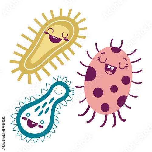 Virus, Bacteria & Microorganisms color vector 