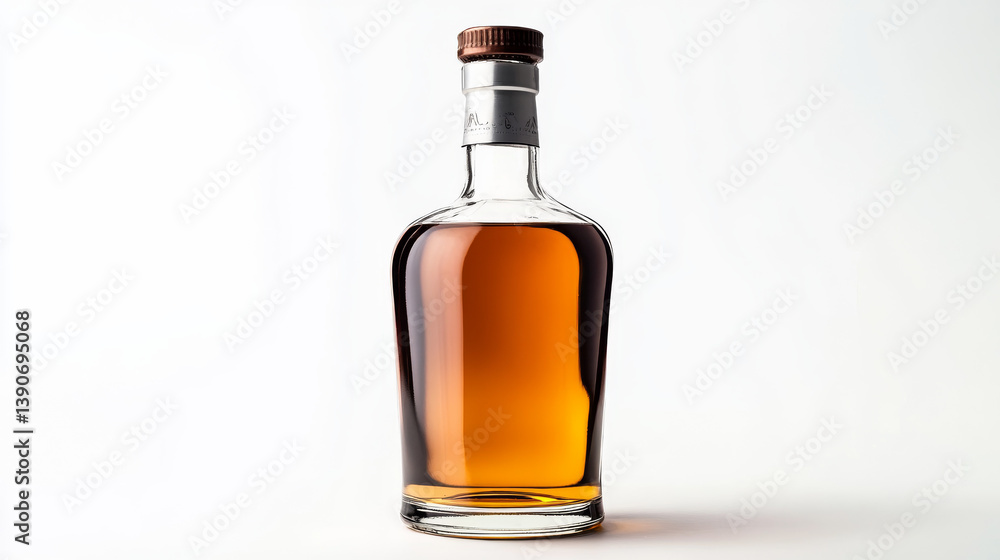 Whiskey bottle cleanly isolated against a white background, suitable for product presentation Whiskey bottle cleanly isolated against a white background, suitable for product presentation