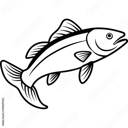 Minimal Bowfin Vector Illustration on White Background