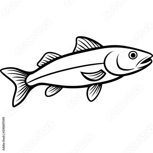 Minimal Bowfin Vector Illustration on White Background