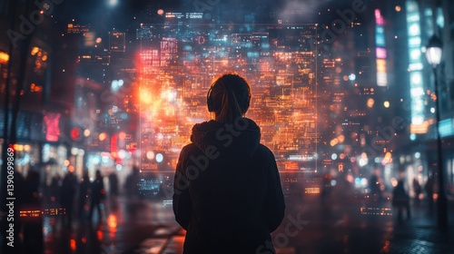 Wallpaper Mural Futuristic city night person Torontodigital.ca