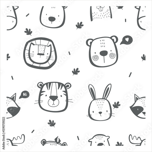 Scandi Cute Animals Pattern | Baby Fabric Design