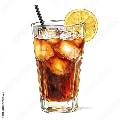 A watercolor painting of Cold Brew Coffee, isolated on a white background. Cold Brew Coffee vector

