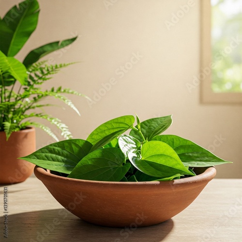 Thamalapaku/betel leaves in an earthen pot