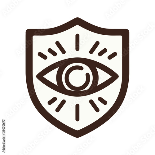 Eye protection icon illustration, secure design, brown and cream colors, vision safety concept