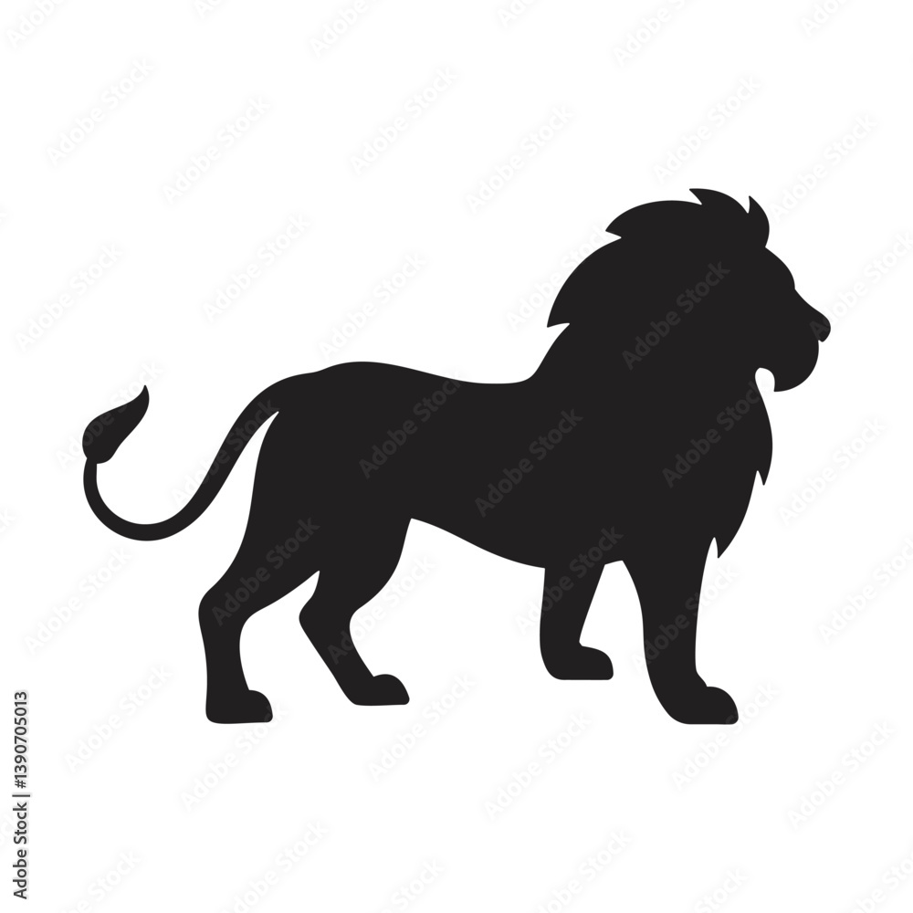 Obraz premium Lion Silhouette Standing – Bold Black Vector Illustration