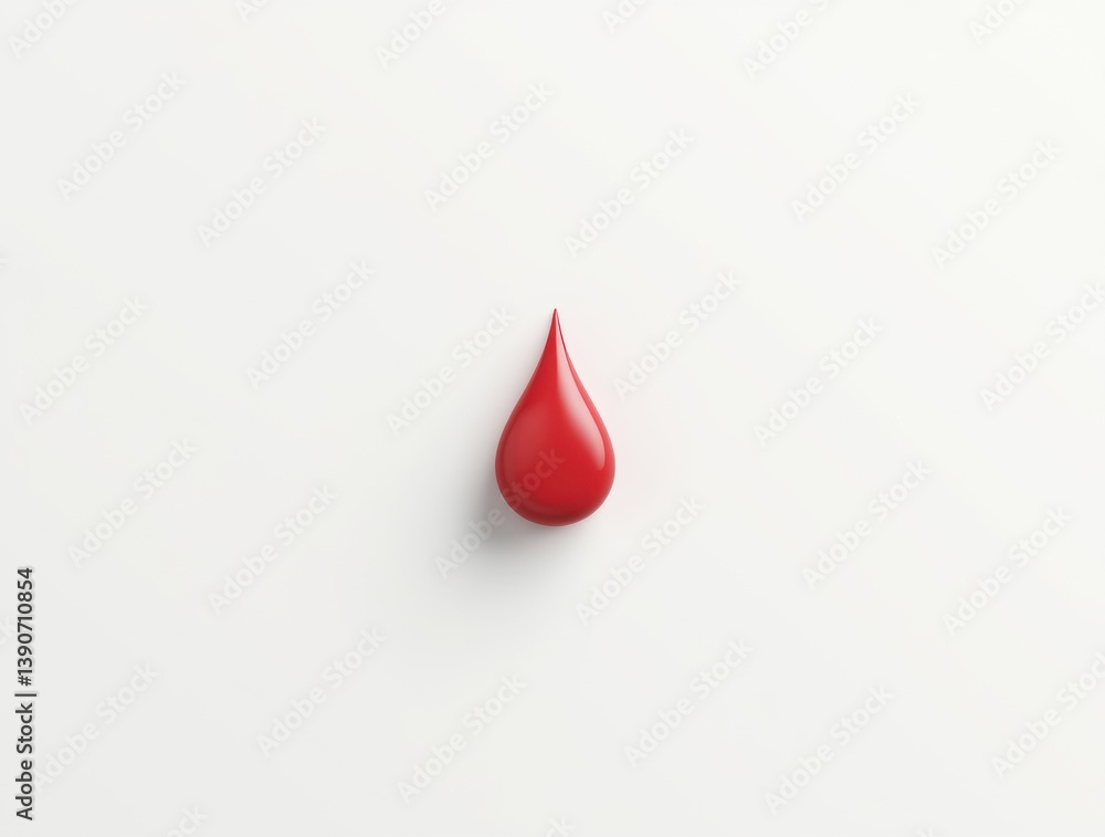 Fototapeta premium A minimalist composition featuring a simple blood drop icon on a clean white background