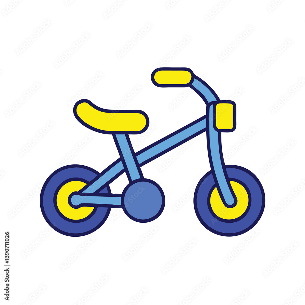 Cute Blue And Yellow Tricycle Cartoon Vector Illustration Isolated On White Cute Blue And Yellow Tricycle Cartoon Vector Illustration Isolated On White
