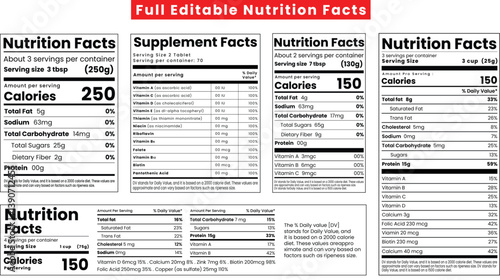 Nutrition Facts Label design template, Nutrition fact,supplement facts,nutrition label,nutrition list,vitamin information label design fats