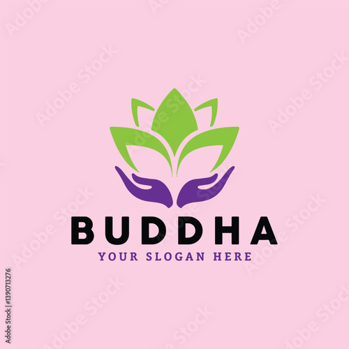lotus buddha spa logo design vector