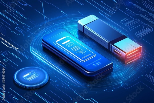 Obraz na płótnie flash drive with data transfer illustration w salonie