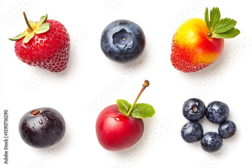 Obraz na płótnie Fresh fruits and berries with water splashes on white background w salonie