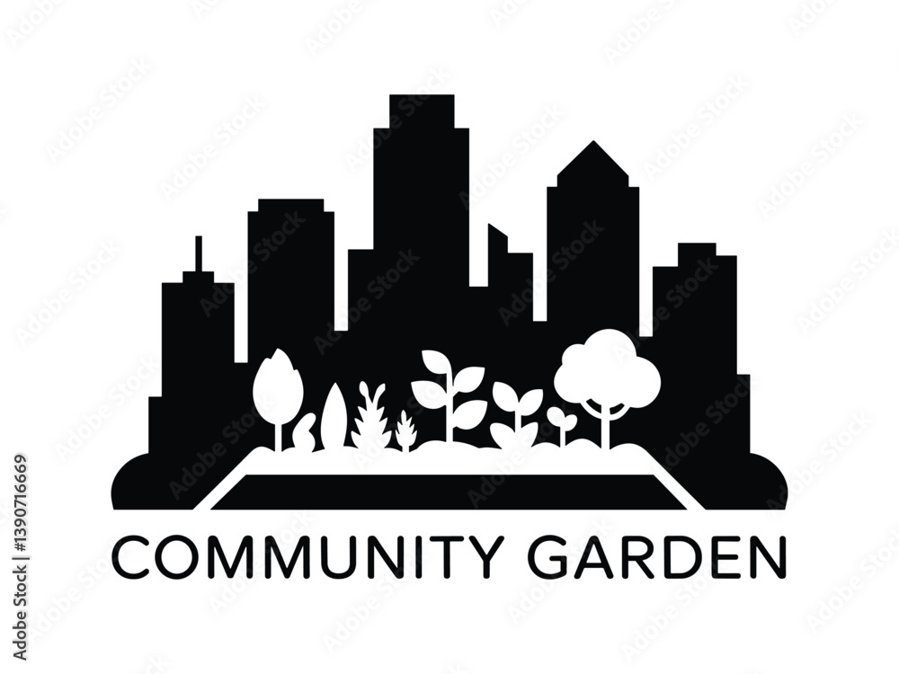 Fototapeta premium Green Cityscape Silhouettes: Urban Eco Vector Collection