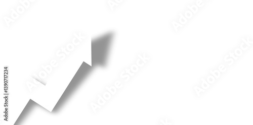 Business development and growth concept with white paper arrow on transparent or white background