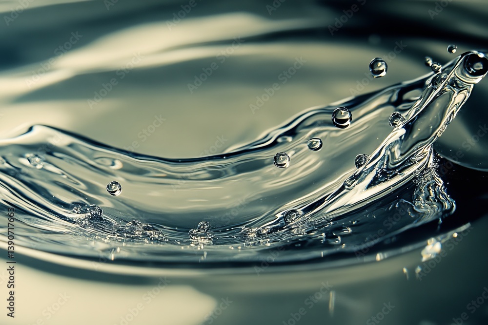 Drops of liquid metal float in the air, reflecting the surrounding world with a futuristic shine