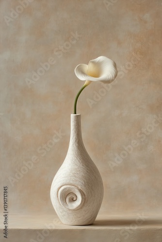 Obraz na płótnie spiral white vase on beige background w salonie
