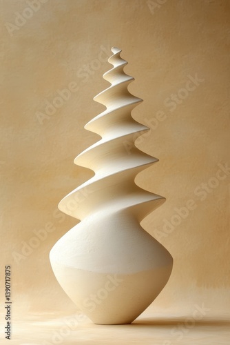 Obraz na płótnie spiral white vase on beige background w salonie