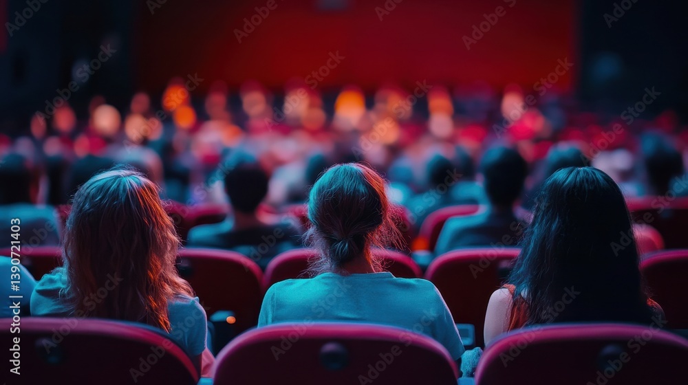 Engaged Audience at Film Screening: Captivated People in a Cinema Embracing Motion Picture Magic Engaged Audience at Film Screening: Captivated People in a Cinema Embracing Motion Picture Magic