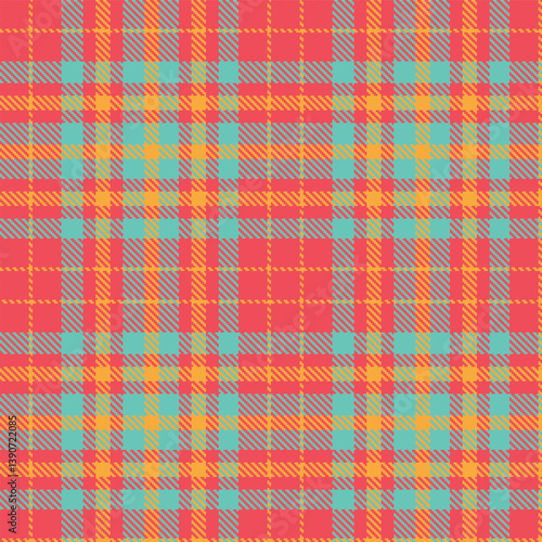 Contemporary Seamless Tartan featuring Rich coral pink and Fire butterscotch Fabric Design