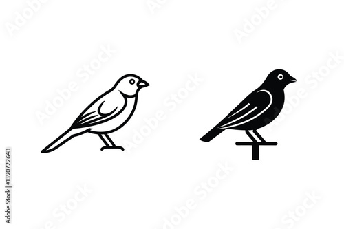 Wallpaper Mural Two Sparrow Icon Illustrations In Black And White Simple Bird Symbols Torontodigital.ca